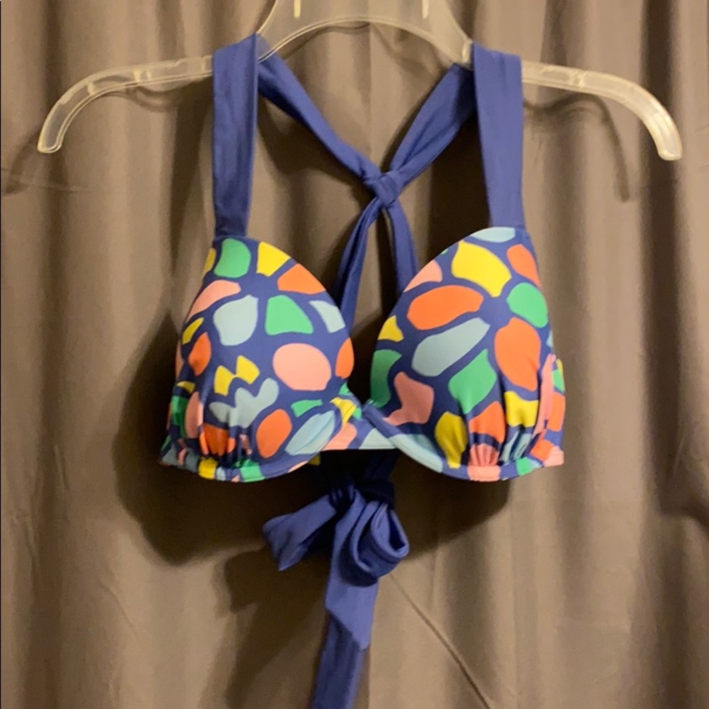 Pastel flower pattern underwire swim suit top